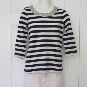 BANANA REPUBLIC - Sequin neck stripe top